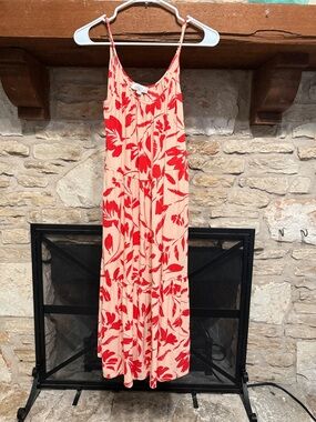 LOFT Red and Cream Floral Blouse